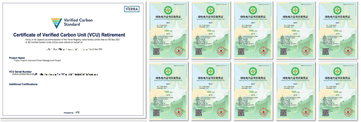 绿能及数字化辅助服务凭证展示